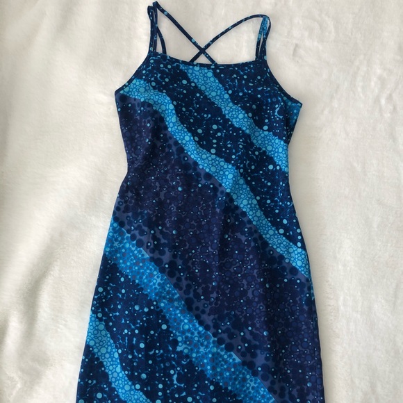 Strappy blue dotted mini/midi dress - Picture 3 of 4